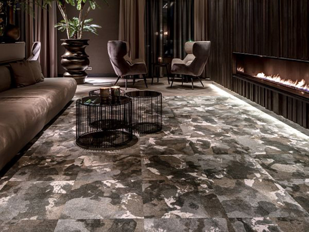 Watercolour inspired Fluid& carpet tiles for commercial spaces ...