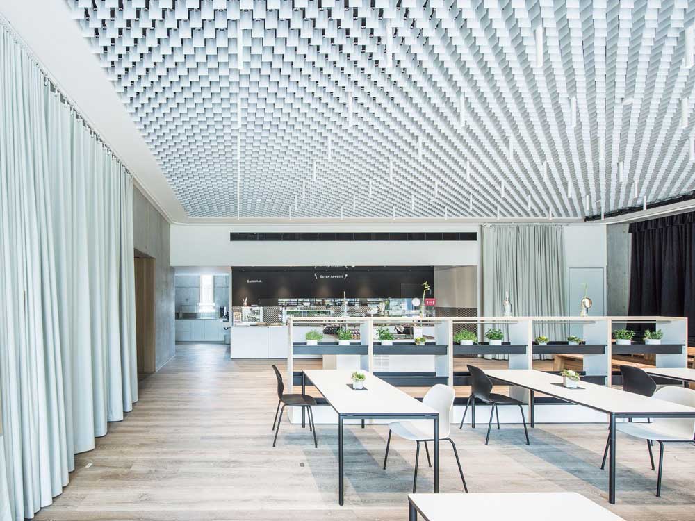 Feature ceilings create harmonious look at EWS Schoenau’s sustainable ...