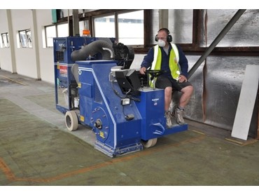 Ride-on shot blaster hired from Kennards Hire Concrete Care saves time ...